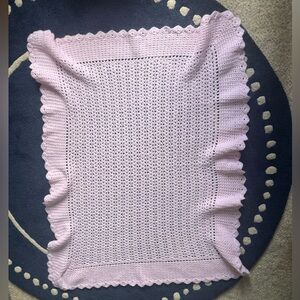 Handmade Crochet Baby Blanket in Light Pink